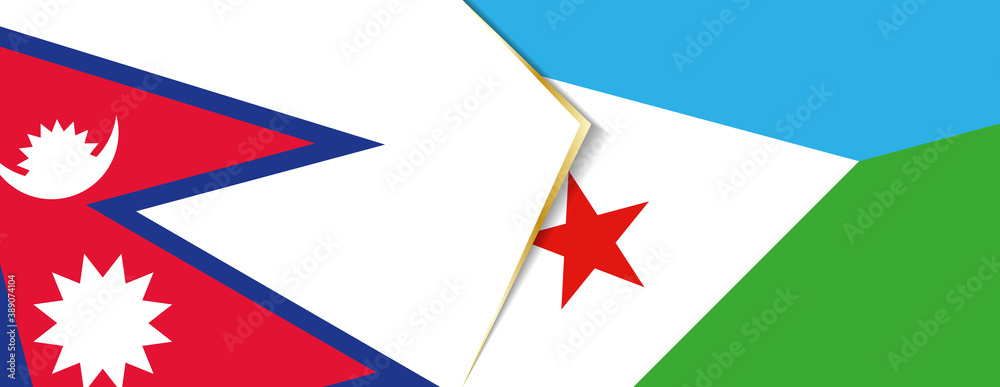 Nepal and Djibouti flags, two vector flags. Nepal and Djibouti flags, two vector flags.
