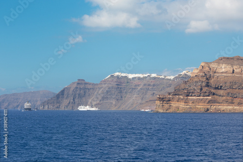 Santorini - The sea of calera with the Oia in the background.