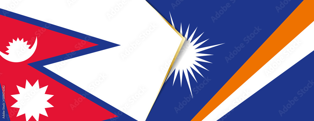Nepal and Marshall Islands flags, two vector flags. Nepal and Marshall Islands flags, two vector flags.