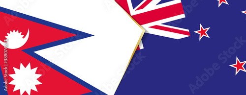 Nepal and New Zealand flags, two vector flags.