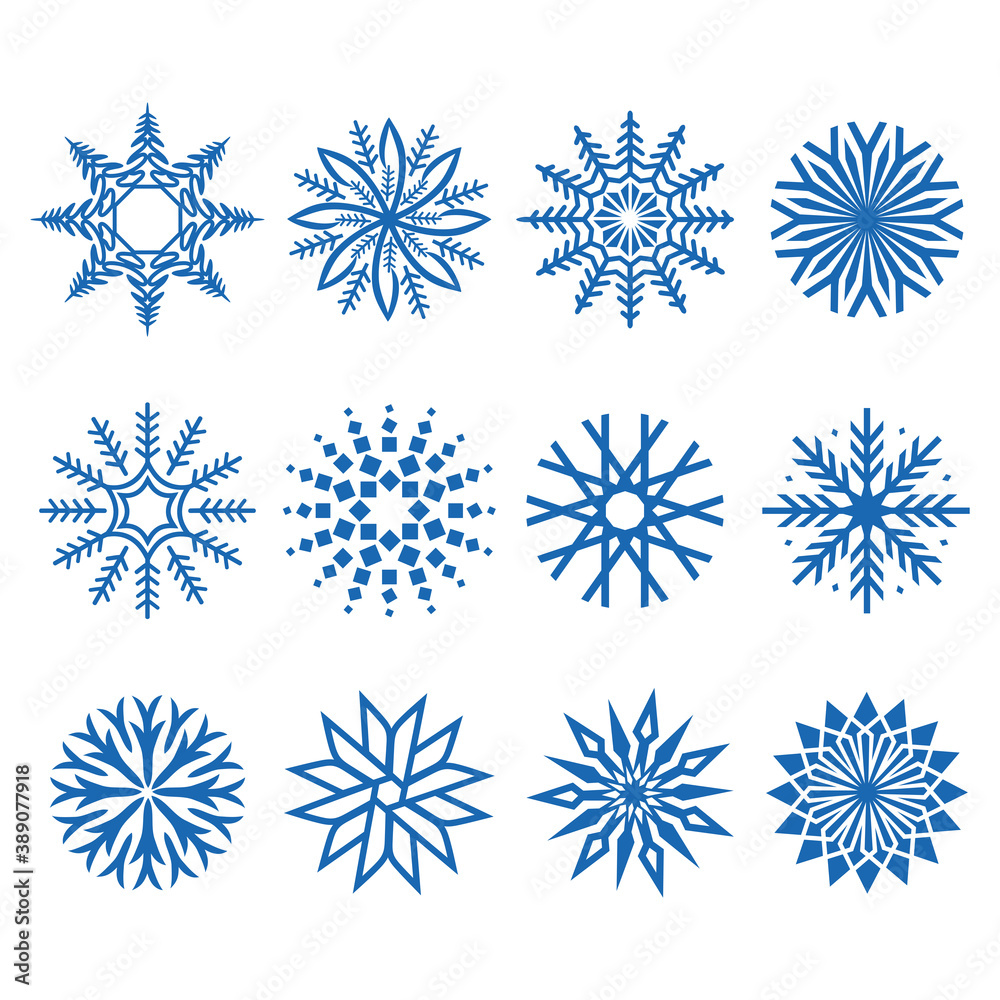 Snowflake icon set isolated on white background. Vector illustration. Snowflake icon set isolated on white background. Vector illustration.
