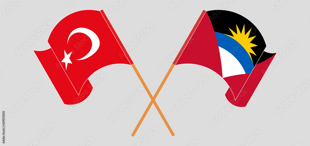 Crossed flags of Antigua and Barbuda and Turkey Crossed flags of Antigua and Barbuda and Turkey