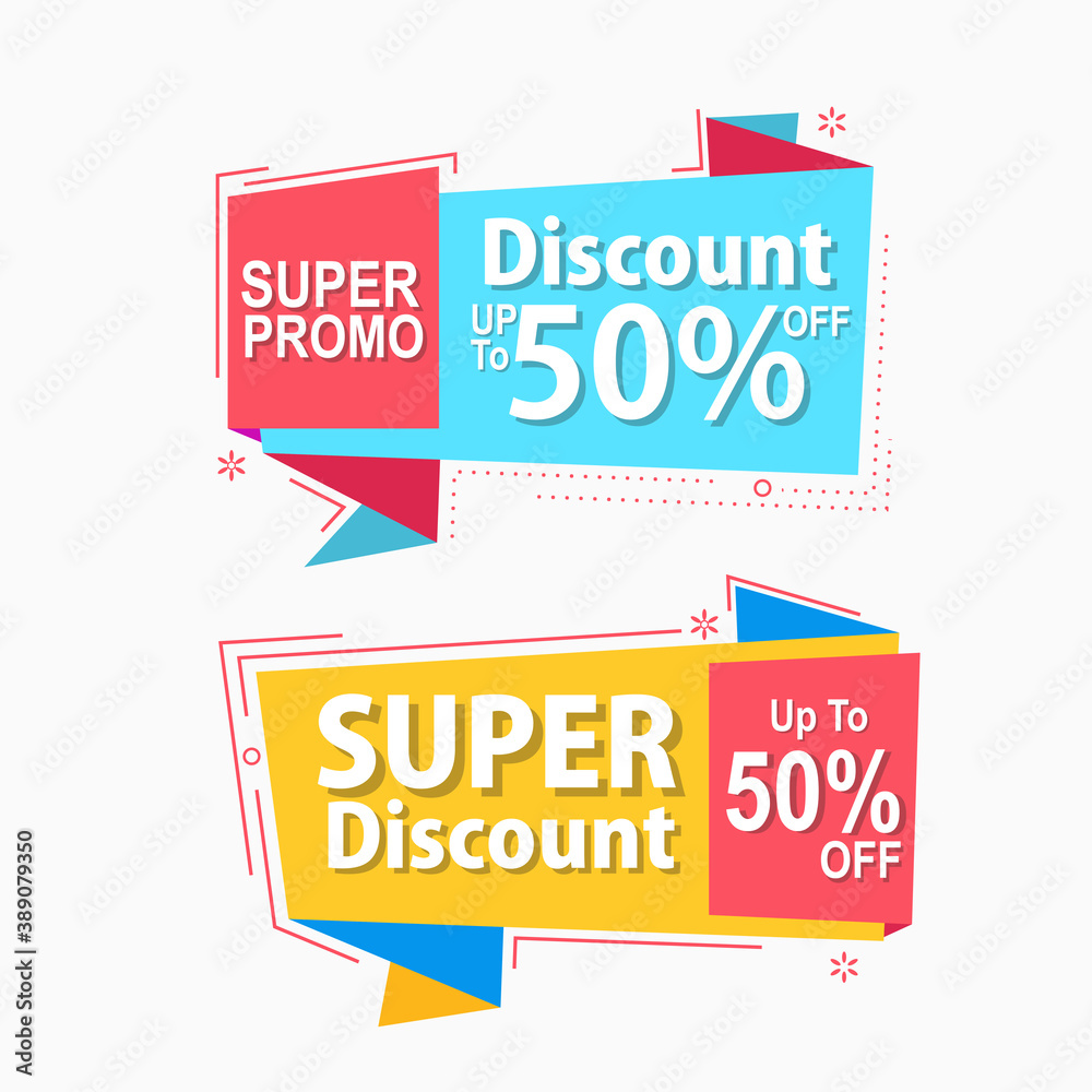 Obraz premium set of colorful origami flat sale banners promotion and advertisement