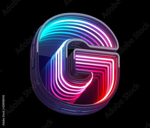 Infinity light neon font. Letter G. 