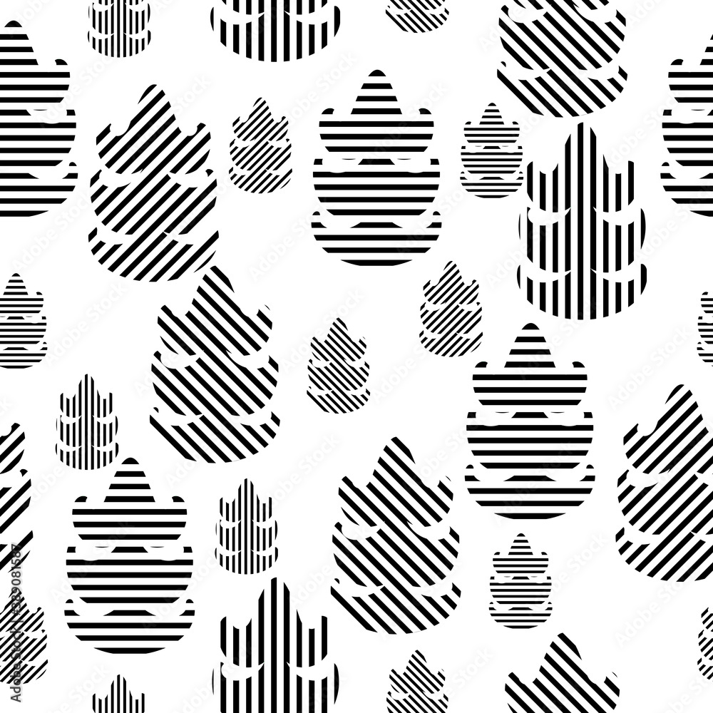 Seamless pattern of silhouettes of Christmas trees with diagonal, vertical and horizontal stripes, doodle stylized trees Seamless pattern of silhouettes of Christmas trees with diagonal, vertical and horizontal stripes, doodle stylized trees