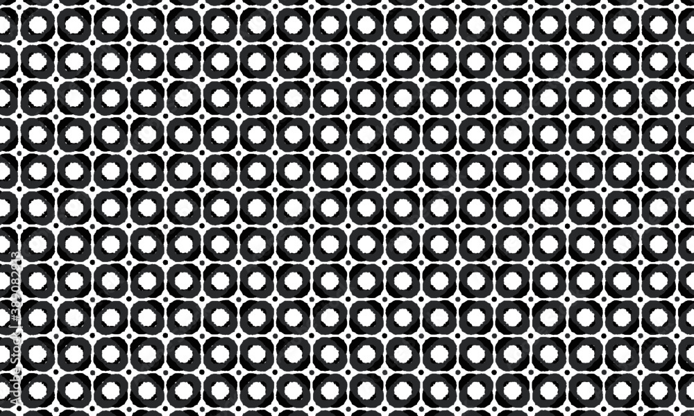 geometric pattern of dots and circular elements decorated in gray and black color.