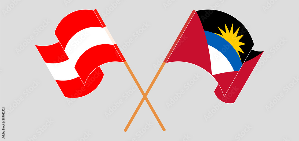 Crossed flags of Antigua and Barbuda and Austria Crossed flags of Antigua and Barbuda and Austria