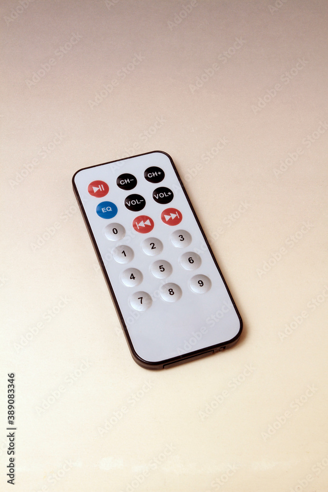 TV remote isolated on white background. Remote control for TV, DVD player, CD player, car radio or another player. TV remote isolated on white background. Remote control for TV, DVD player, CD player, car radio or another player.