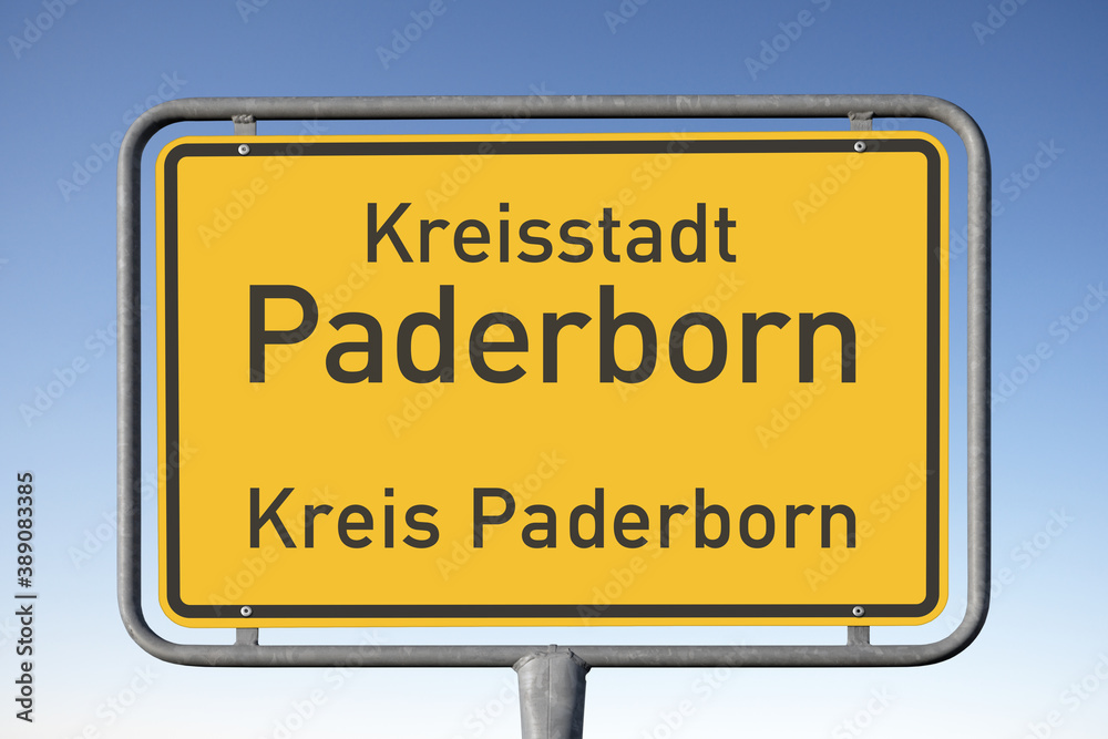 Ortstafel Kreisstadt Paderborn, Kreis Paderborn, (Symbolbild) Ortstafel Kreisstadt Paderborn, Kreis Paderborn, (Symbolbild)