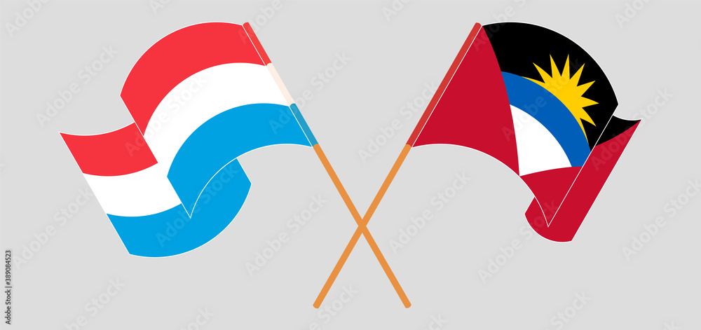 Crossed flags of Antigua and Barbuda and Luxembourg Crossed flags of Antigua and Barbuda and Luxembourg