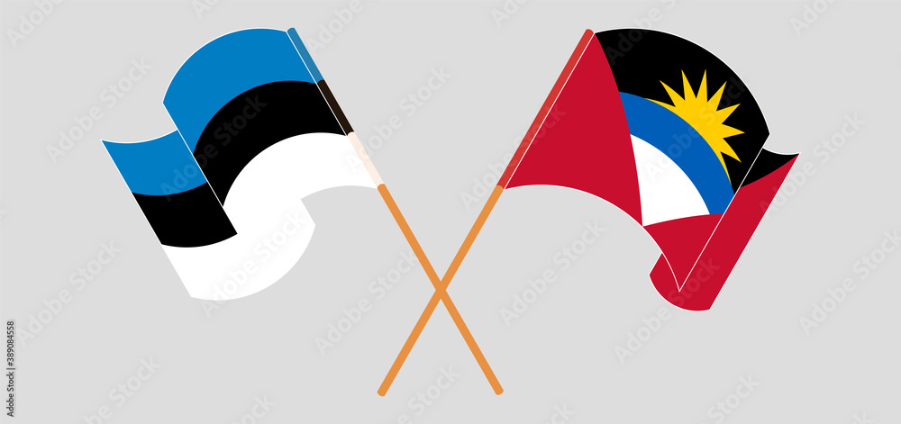 Crossed flags of Antigua and Barbuda and Estonia Crossed flags of Antigua and Barbuda and Estonia