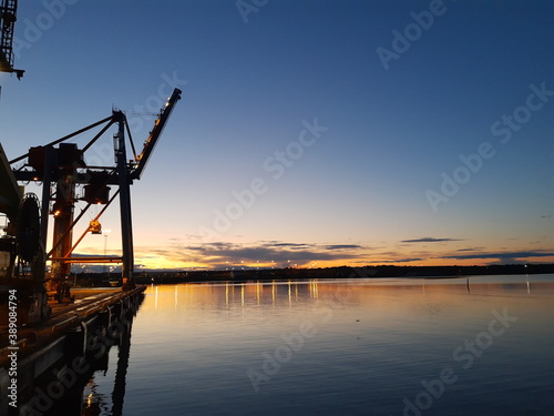 Sunset in port.Sweden. Oxelosund.
