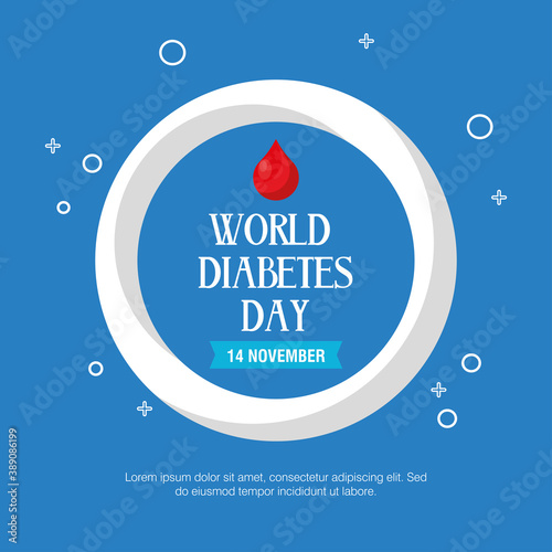 world diabetes day campaign with lettering and drop blood vector illustration design