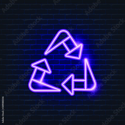 Recycling Neon Icon. Ecology Vector trendy colored symbols. Eco concept. Glowing illustration for design.