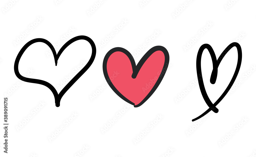 Hand drawn hearts, love icon symbols. Heart doodles. Hand drawn valentine's day design. Hand drawn hearts, love icon symbols. Heart doodles. Hand drawn valentine's day design.
