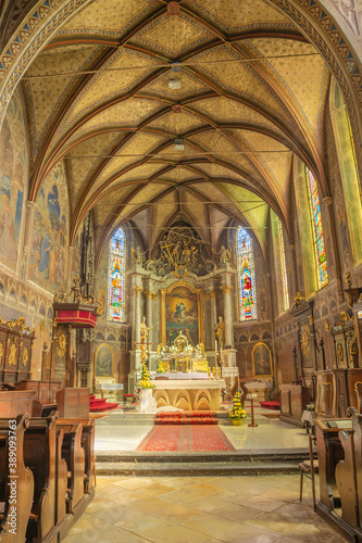 ROZNAVA, SLOVAKIA - APRIL 19, 2014: The presbytery of cathedral.