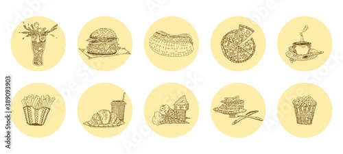 fast food harmful delicacies most favorite. vector