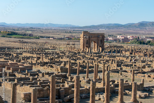 Timgad, Batna/Algeria - 10/11/2020: The Ruins of the Ancient city of Timgad (Thamugas) , Build around 100 BC in the Aures Region. photo
