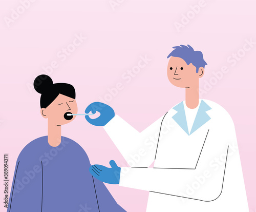 male doctor with patient taking covid19 test