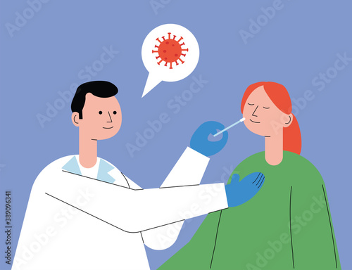 male doctor with patient taking covid19 test