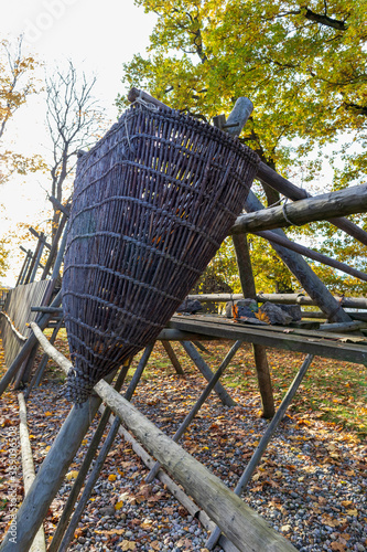 Old time basket for lamprey fishing photo