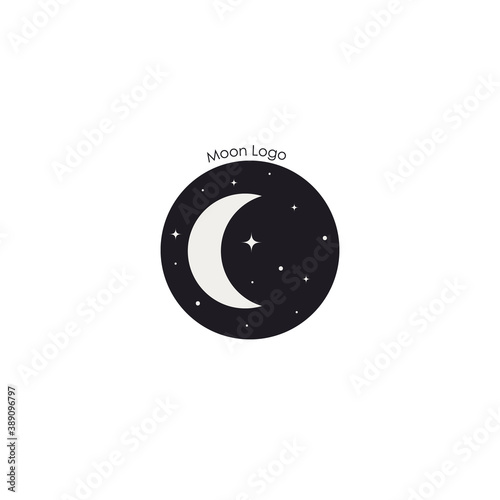 Moon logo design, creative moon logo, night logo. Vector emblem in a minimal linear style.