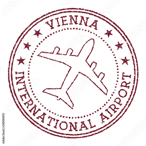 Vienna International Airport stamp. Airport of Vienna round logo. Vector illustration.