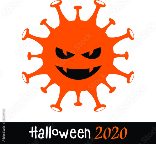 Nasty COVID-19 virus halloween 2020 pumpkin vector