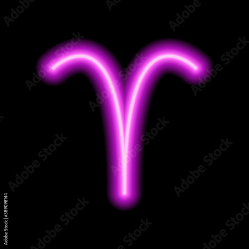 Pink neon zodiac sign Aries. Predictions, astrology, horoscope.