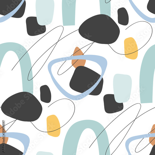Modern abstract aesthetic seamless pattern with natural shapes. Terracotta colors. For fabric or wrapping paper, wall art, social media post, packaging. Vector illustration