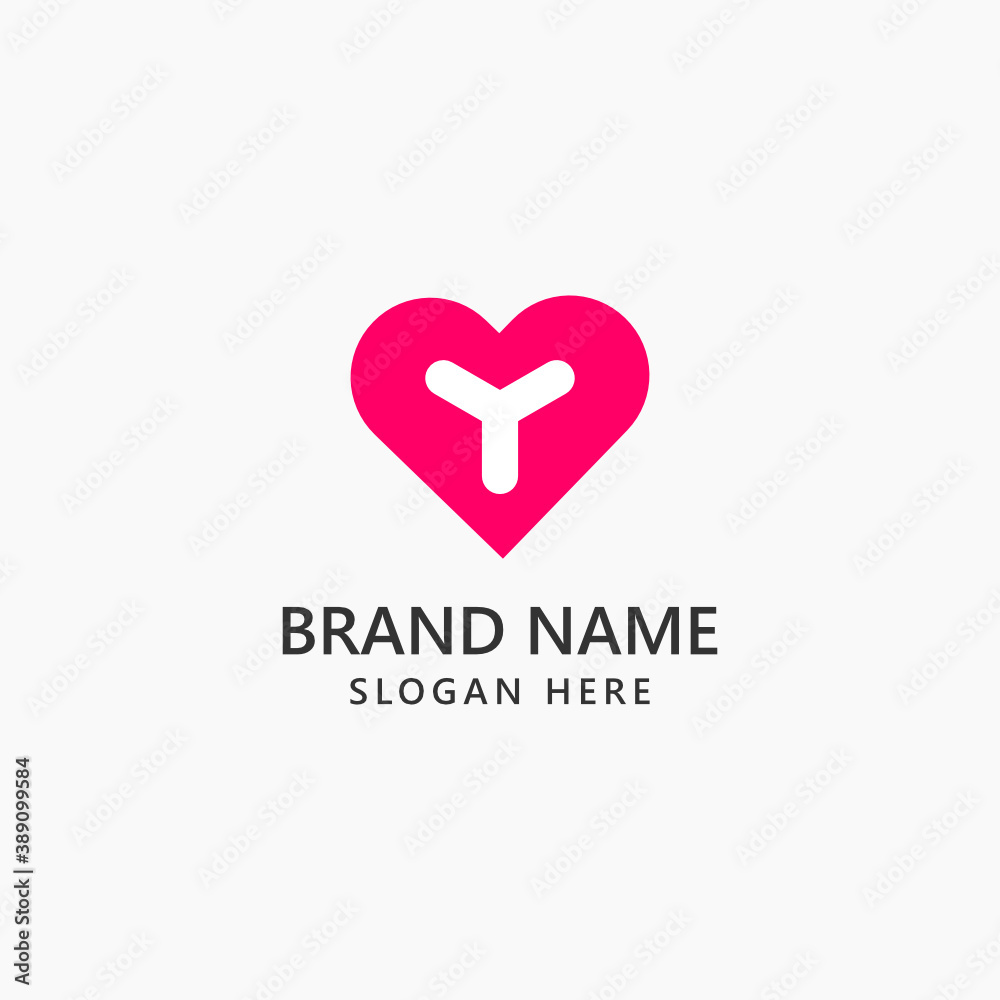 Simple letter Y love heart logo vector template Stock Vector | Adobe Stock