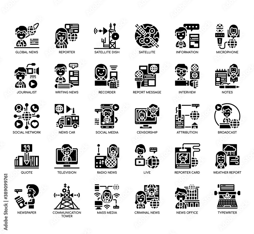Set of journalist thin line and pixel perfect icons for any web and app project. Set of journalist thin line and pixel perfect icons for any web and app project.