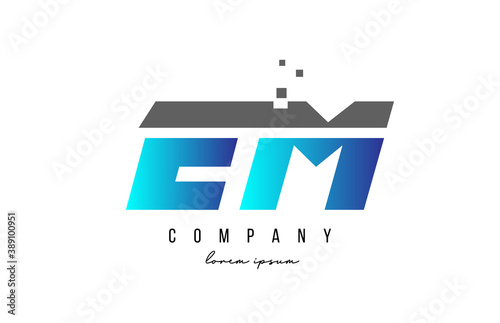 EM E M alphabet letter logo combination in blue and grey color. Creative icon design for company and business