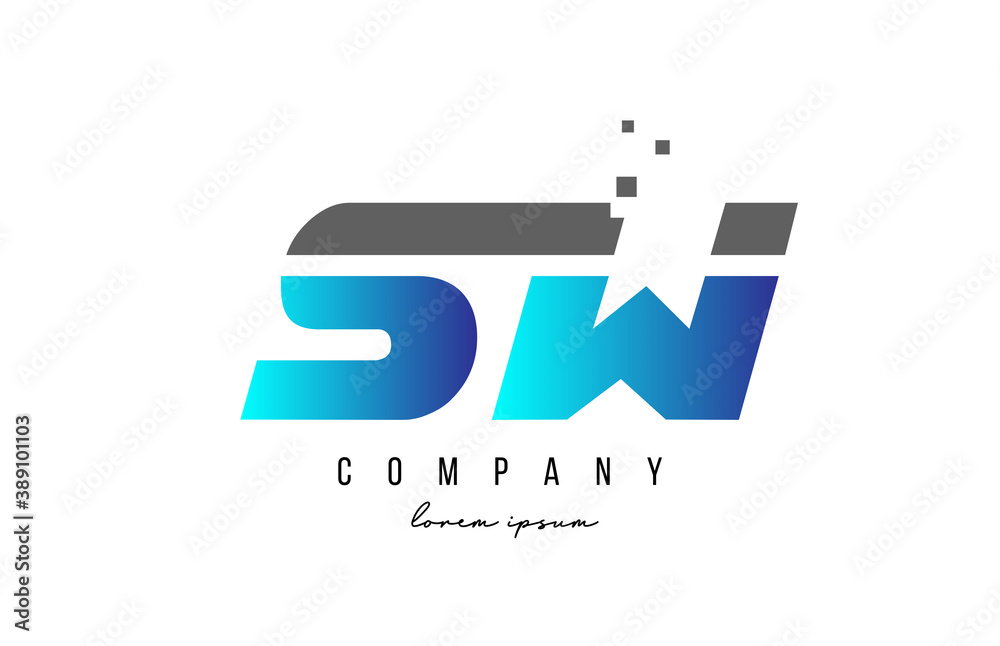 SW S W alphabet letter logo combination in blue and grey color. Creative icon design for company and business
