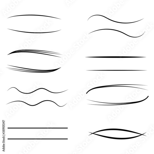 Set of handmade, hand drawn underline strokes isolated on white background EPS Vector