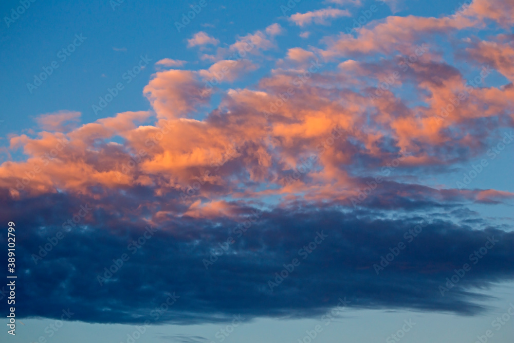 Colorful clouds in the sky at sunset time. Abstract color composition.