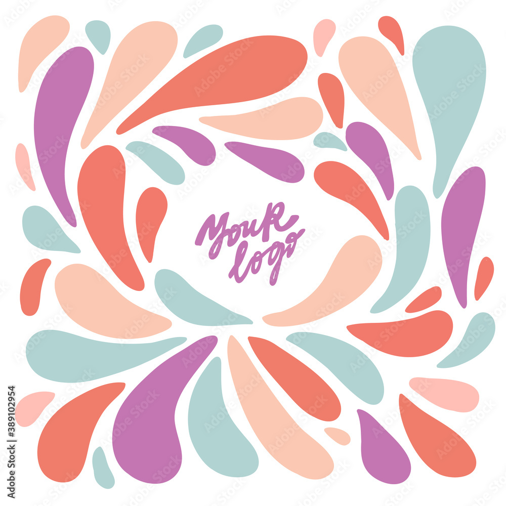 Logo/text Border Color Hand drawn colorful border frame for your concept logo design or social ...