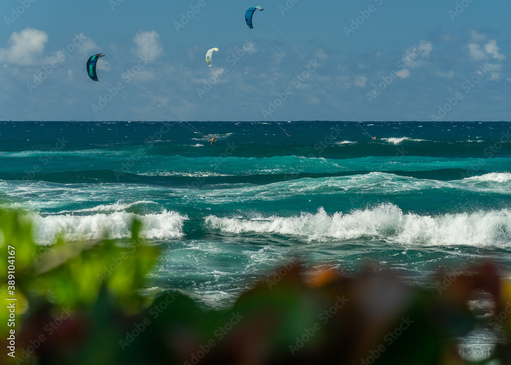 kitesurfing in the ocean waves kitesurfing in the ocean waves