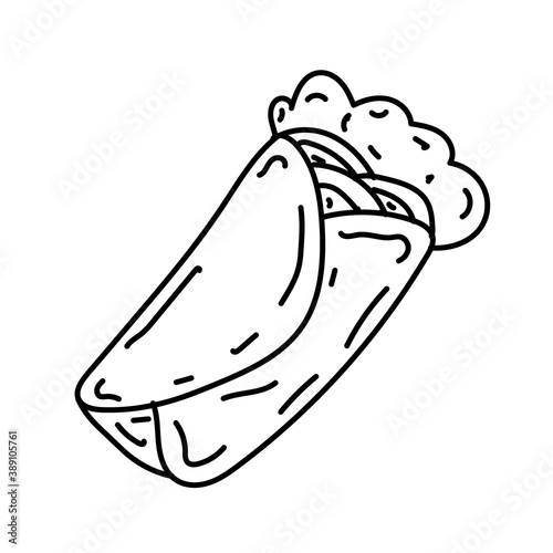 Burrito Icon vector. Doodle Hand Drawn or Black Outline Icon Style