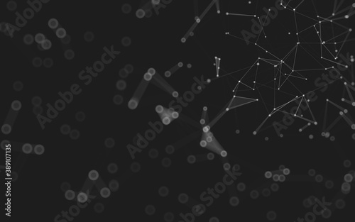 Abstract background. Molecules technology with polygonal shapes, connecting dots and lines. Connection structure. Big data visualization.