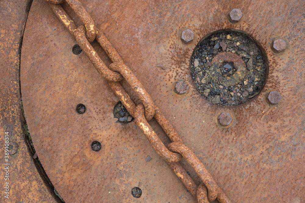 rusty chain on a rusty machine background