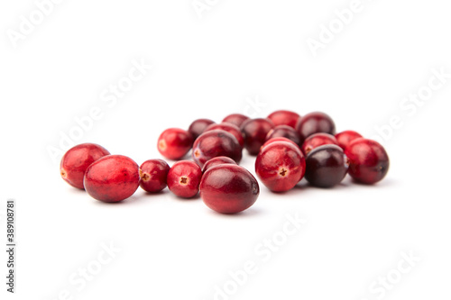 Heap of fresh cranberries isolated on white background
