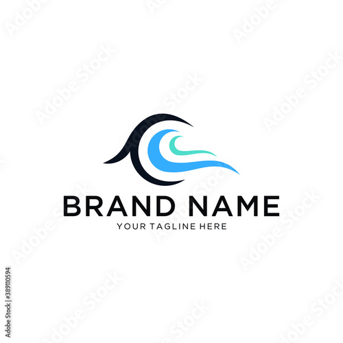 Letter C and Wave Logo Template, Symbol, Icon
