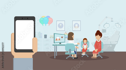 Blank screen mobile in dental clinic