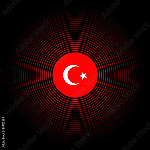 Turkey Earthquake Wave with Circle Vibration icon. Turkey flag with wave earthquake icon Vector Illustration.