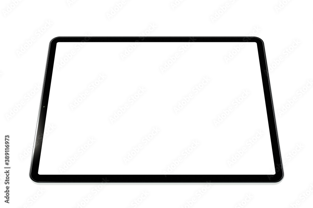 Empty screen tablet computer mock-up view on white background Empty screen tablet computer mock-up view on white background