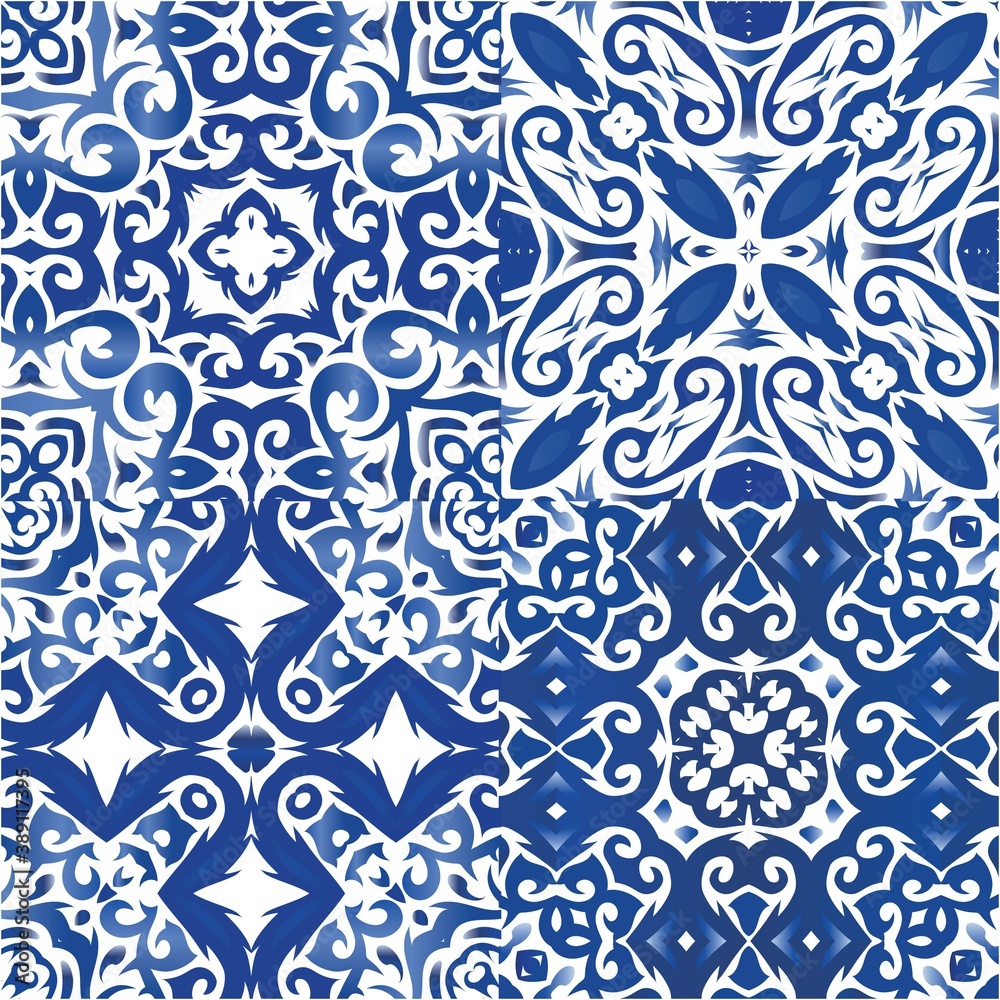 Antique azulejo tiles patchworks. Antique azulejo tiles patchworks.