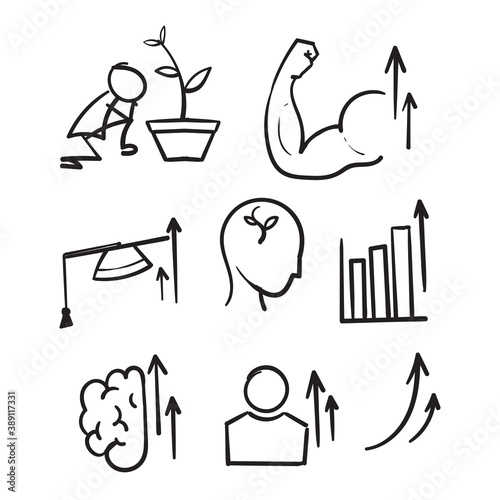 hand drawn Simple Set of Personal Growth Related Vector Line Icons in doodle style vector isolated