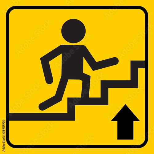 Stairway Up Printable Yellow Warning Sticker Sign