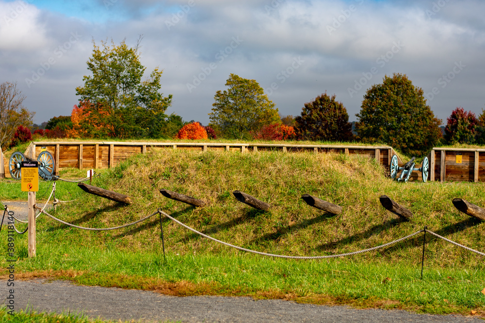 Fototapeta premium A Redoubt Covered in Pikes in Valley Forge National Historical Park